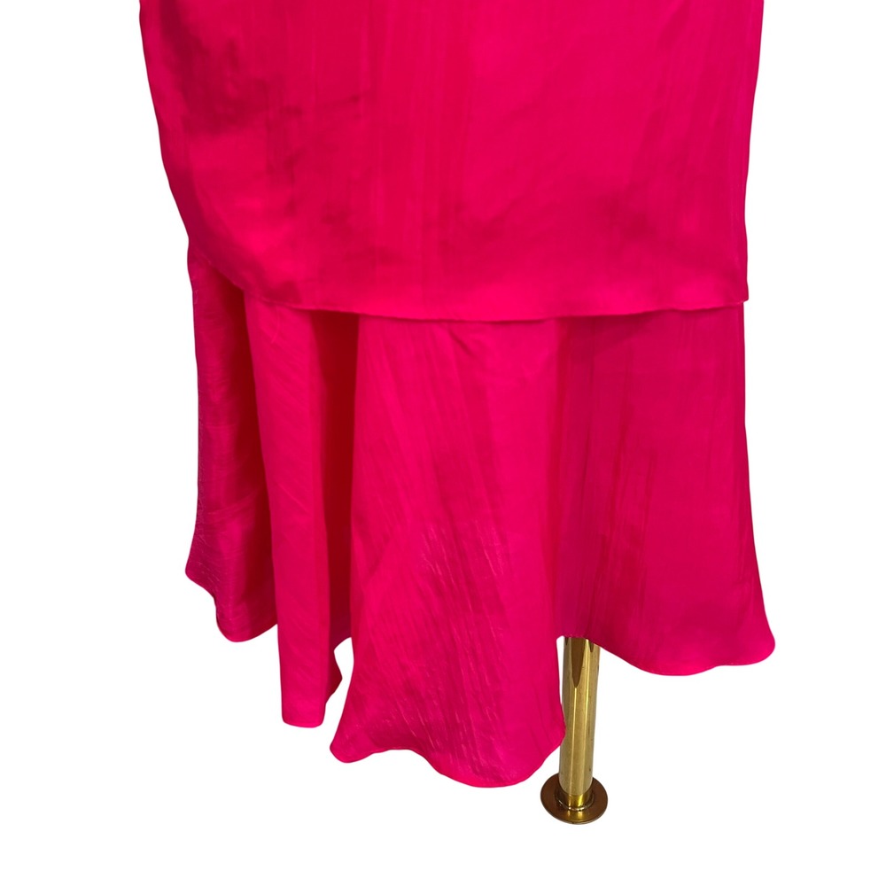 Vintage Yours Pink 100% Silk Maxi Skirt Ruffle Elastic Waist BalletCore Fairy M - Picture 3 of 7